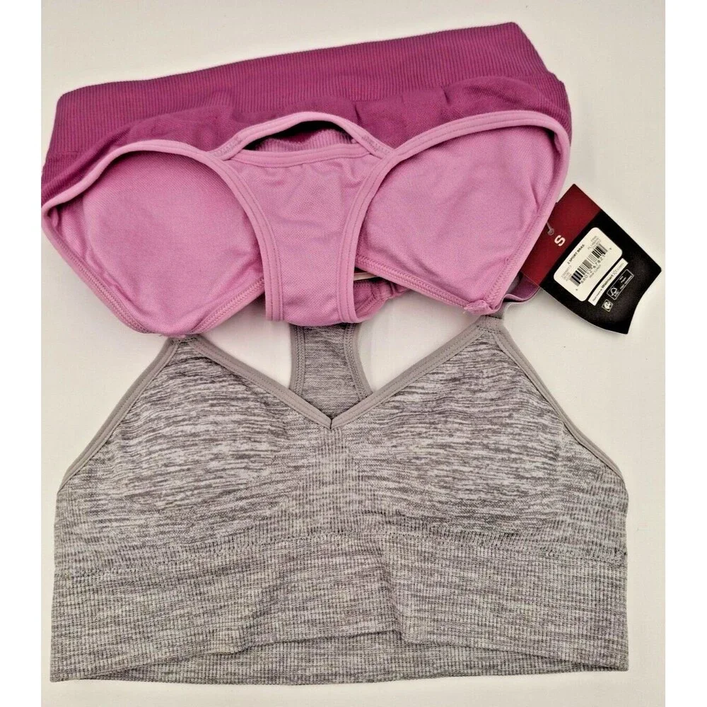 NWT Athletic Works Girls Sports Bras 2-Pack Size S Small Pink & Grey